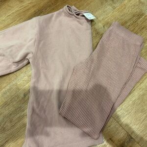 Zara Pink Ribbed Lounge Set Mauve